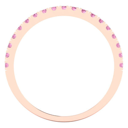0.285 cttw Simulated Pink Diamond Round Cut Rose Gold Eternity Wedding Band