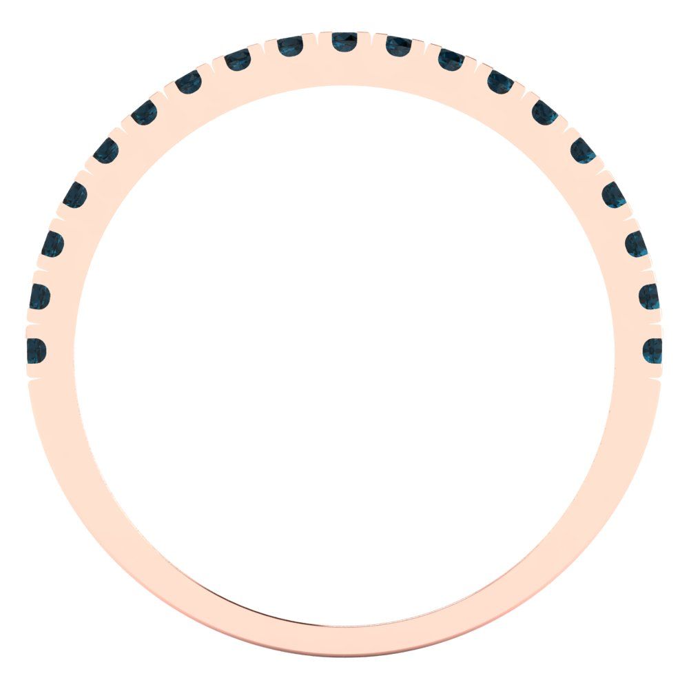 0.285 cttw Natural London Blue Topaz Round Cut Rose Gold Eternity Wedding Band