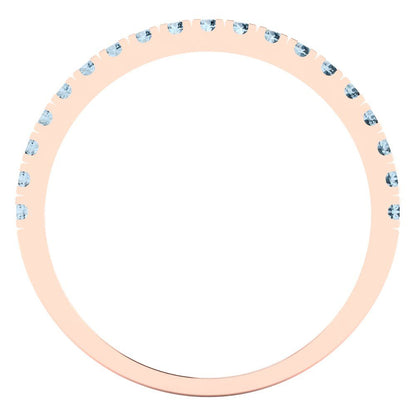 0.285 cttw Simulated Blue Diamond Round Cut Rose Gold Eternity Wedding Band