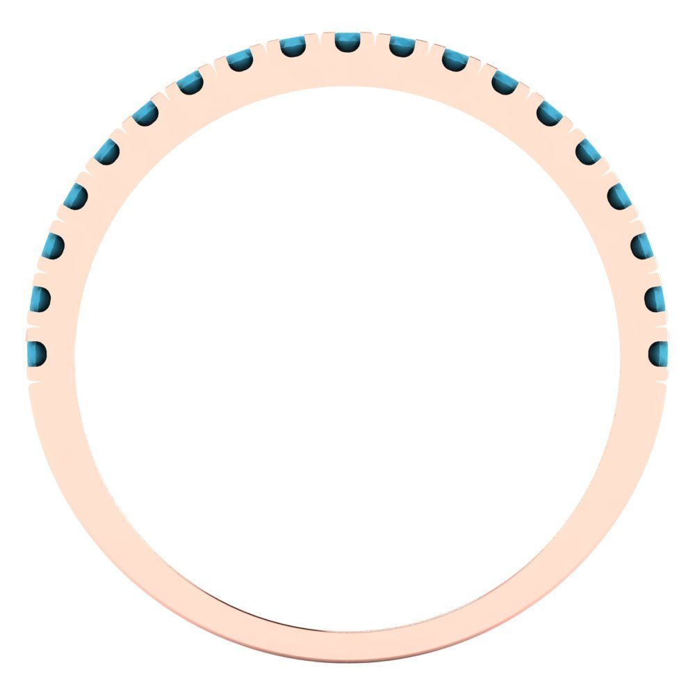 0.285 cttw Simulated Turquoise Round Cut Rose Gold Eternity Wedding Band