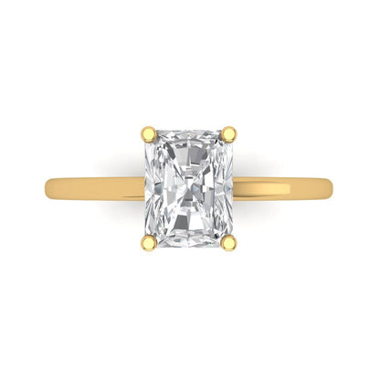 2 cttw Zirconia Simulated Diamond Solitaire  Engagement Ring - Solid Gold (VVS1, Emerald Cut,8x6mm)
