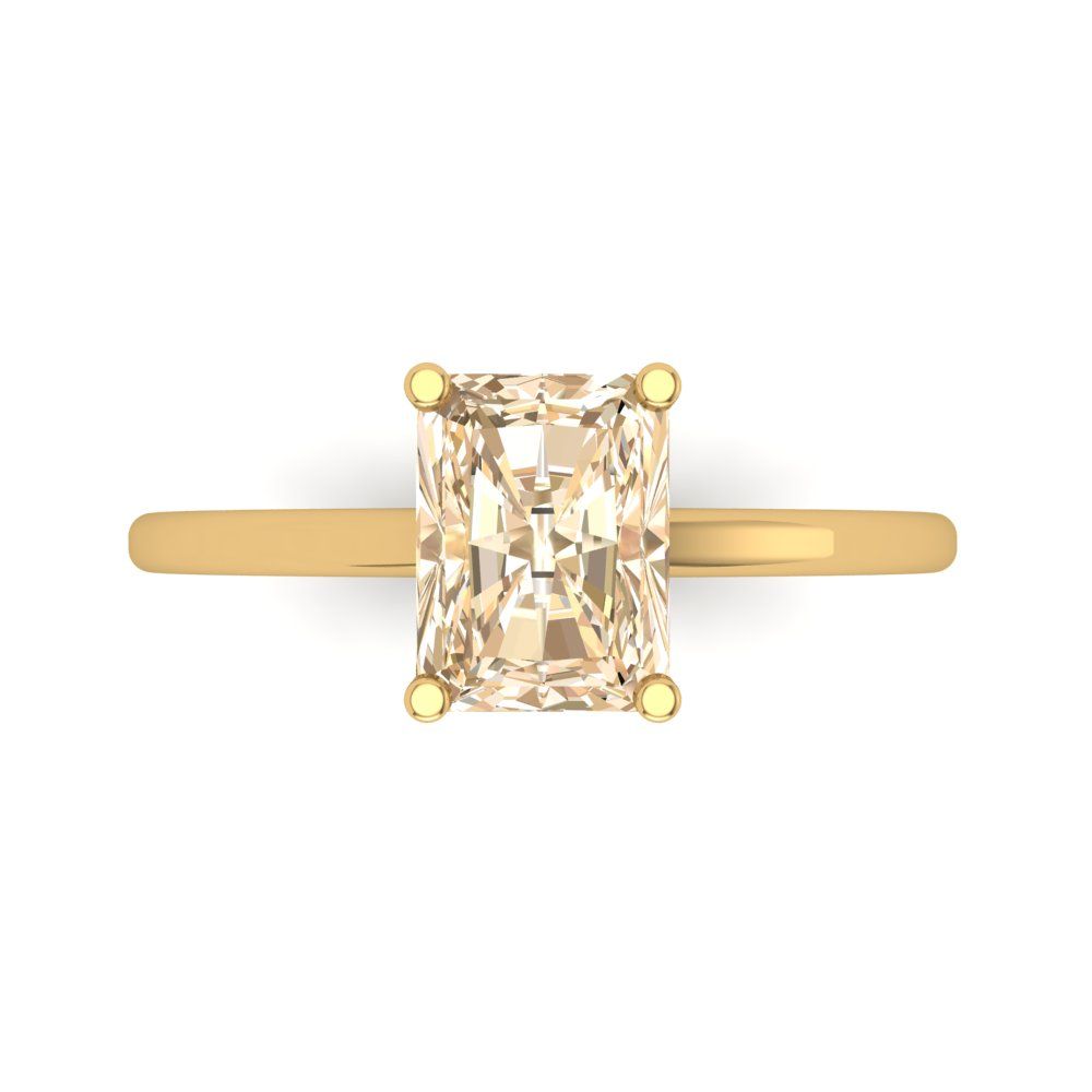 2 cttw Natural Morganite Solitaire  Engagement Ring - Solid Gold (Emerald Cut,8x6mm)
