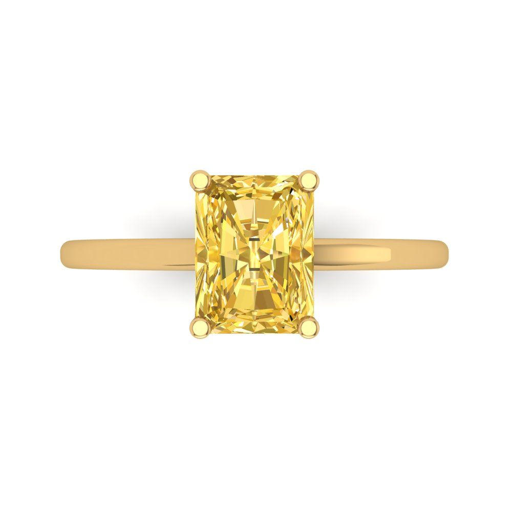 2 cttw Natural Citrine Solitaire  Engagement Ring - Solid Gold (Emerald Cut,8x6mm)