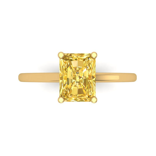 2 cttw Natural Citrine Solitaire  Engagement Ring - Solid Yellow Gold (VVS1, Emerald Cut,8x6mm)
