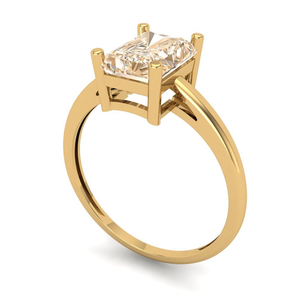 2 cttw Natural Morganite Solitaire  Engagement Ring - Solid Gold (Emerald Cut,8x6mm)