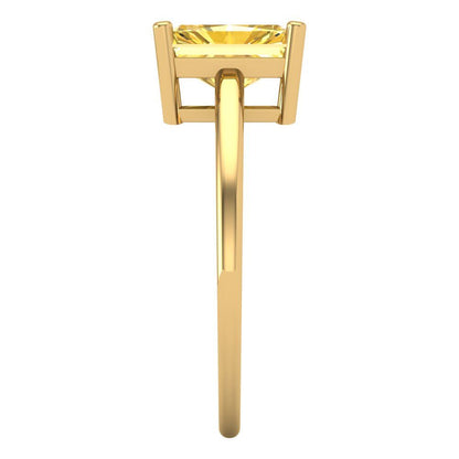2 cttw Natural Citrine Solitaire  Engagement Ring - Solid Gold (Emerald Cut,8x6mm)