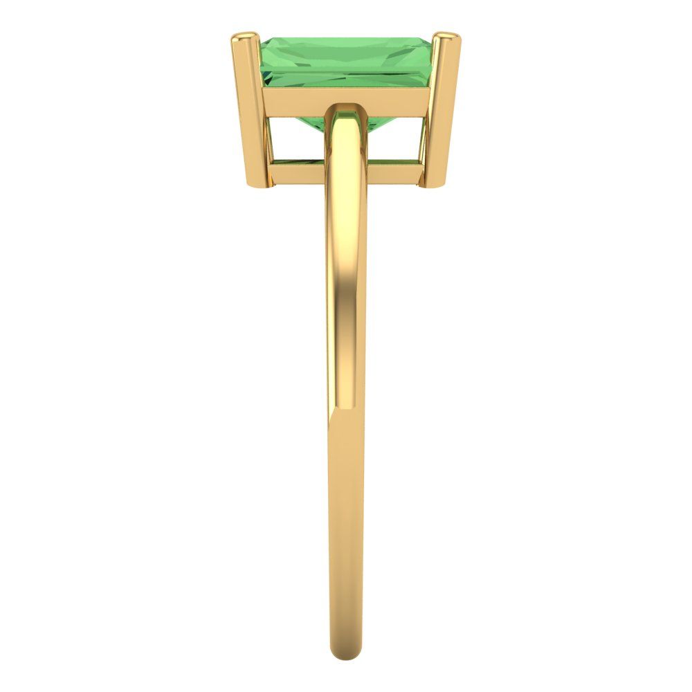 2 cttw Zirconia Simulated Green Diamond Solitaire  Engagement Ring - Solid Gold (VVS1, Emerald Cut,8x6mm)