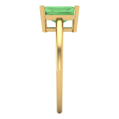 2 cttw Zirconia Simulated Green Diamond Solitaire  Engagement Ring - Solid Gold (VVS1, Emerald Cut,8x6mm)