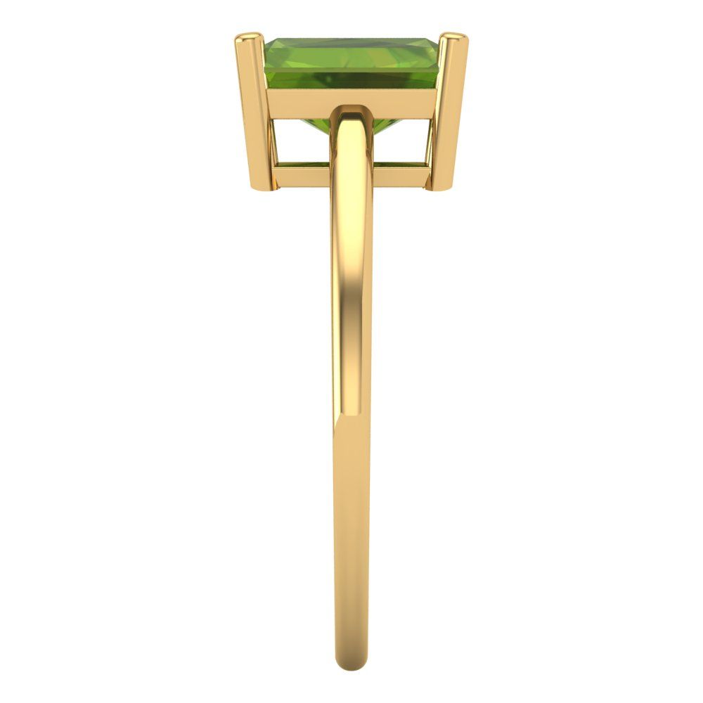 2 cttw Natural Peridot Solitaire  Engagement Ring - Solid Gold (Emerald Cut,8x6mm)