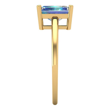 2 cttw Blue Moissanite Solitaire  Engagement Ring - Solid Gold (Emerald Cut,8x6mm)