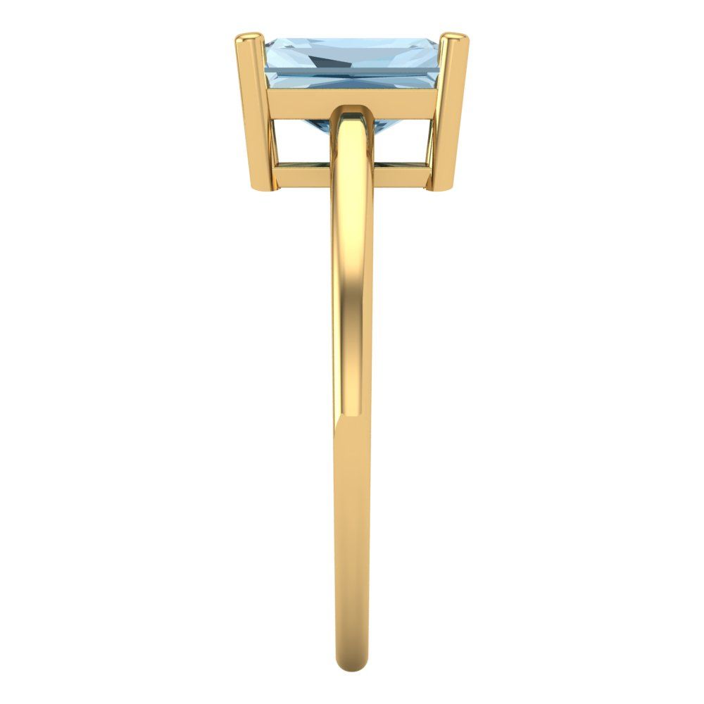 2 cttw Natural Aquamarine Solitaire  Engagement Ring - Solid Gold (Emerald Cut,8x6mm)