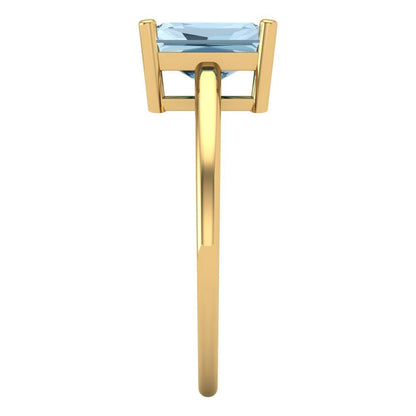 2 cttw Natural Aquamarine Solitaire  Engagement Ring - Solid Gold (Emerald Cut,8x6mm)