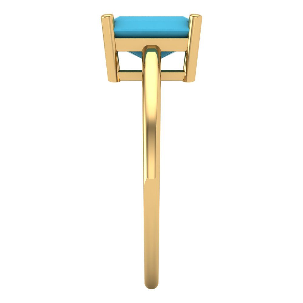 2 cttw Simulated Turquoise Solitaire  Engagement Ring - Solid Gold (Emerald Cut,8x6mm)