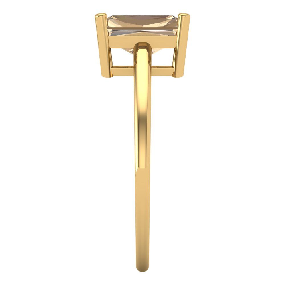 2 cttw Yellow Moissanite Solitaire  Engagement Ring - Solid Gold (Emerald Cut,8x6mm)