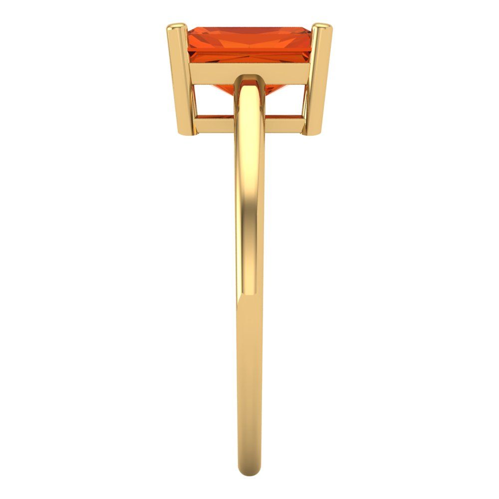 2 cttw Zirconia Simulated Red Diamond Solitaire  Engagement Ring - Solid Gold (VVS1, Emerald Cut,8x6mm)