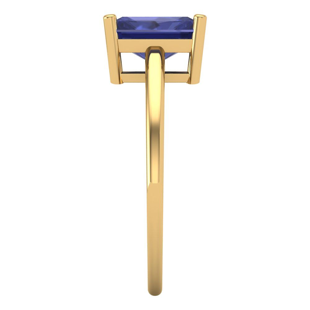 2 cttw Simulated Tanzanite Solitaire  Engagement Ring - Solid Gold (Emerald Cut,8x6mm)