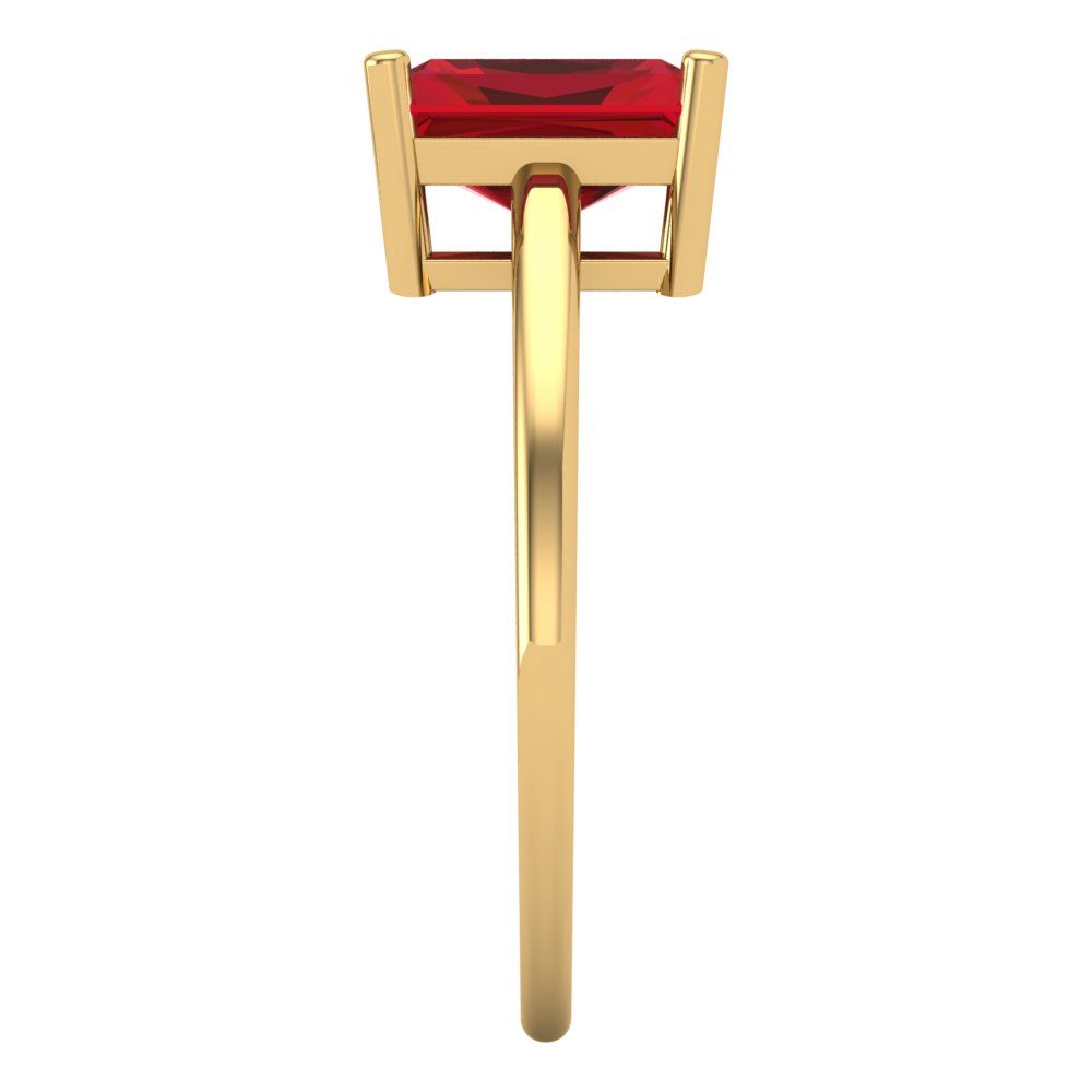 2 cttw Simulated Pink Tourmaline Solitaire  Engagement Ring - Solid Gold (Emerald Cut,8x6mm)