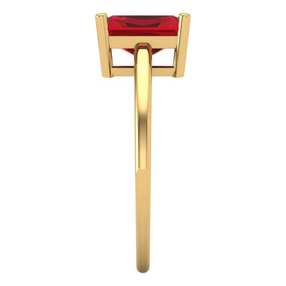 2 cttw Simulated Pink Tourmaline Solitaire  Engagement Ring - Solid Gold (Emerald Cut,8x6mm)