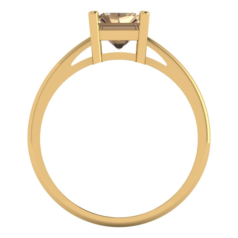 2 cttw Yellow Moissanite Solitaire  Engagement Ring - Solid Gold (Emerald Cut,8x6mm)