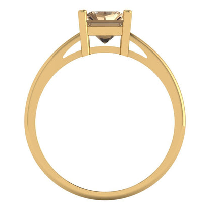 2 cttw Yellow Moissanite Solitaire  Engagement Ring - Solid Gold (Emerald Cut,8x6mm)