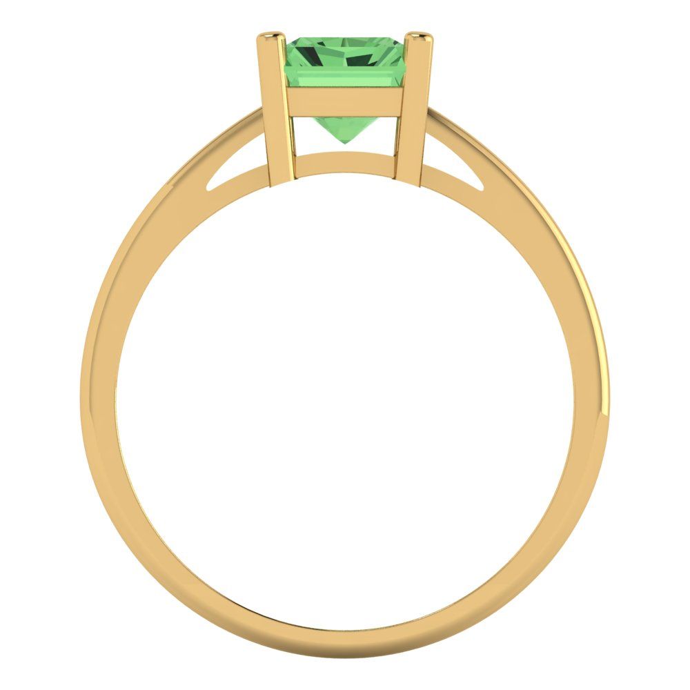 2 cttw Zirconia Simulated Green Diamond Solitaire  Engagement Ring - Solid Gold (VVS1, Emerald Cut,8x6mm)