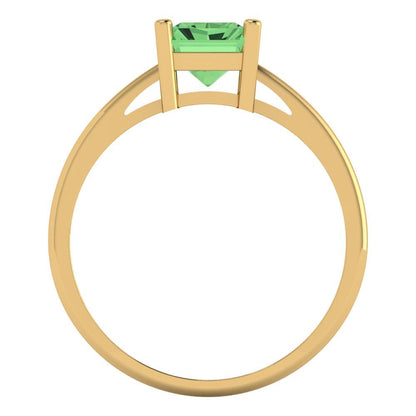 2 cttw Zirconia Simulated Green Diamond Solitaire  Engagement Ring - Solid Gold (VVS1, Emerald Cut,8x6mm)
