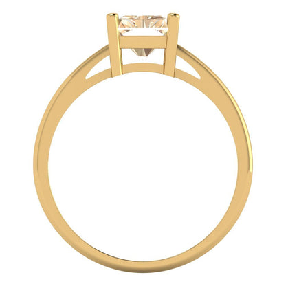 2 cttw Natural Morganite Solitaire  Engagement Ring - Solid Gold (Emerald Cut,8x6mm)