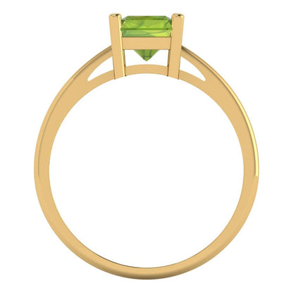 2 cttw Natural Peridot Solitaire  Engagement Ring - Solid Gold (Emerald Cut,8x6mm)