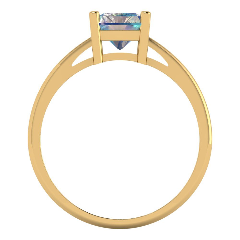 2 cttw Blue Moissanite Solitaire  Engagement Ring - Solid Gold (Emerald Cut,8x6mm)