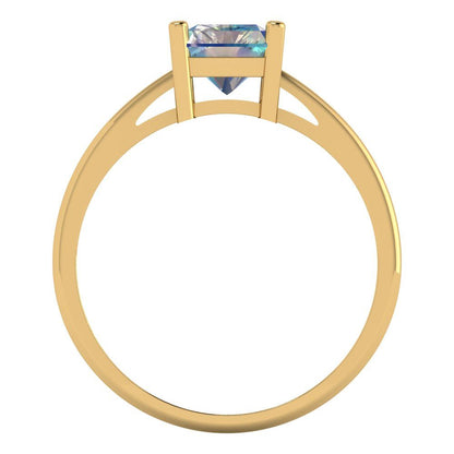 2 cttw Blue Moissanite Solitaire  Engagement Ring - Solid Gold (Emerald Cut,8x6mm)