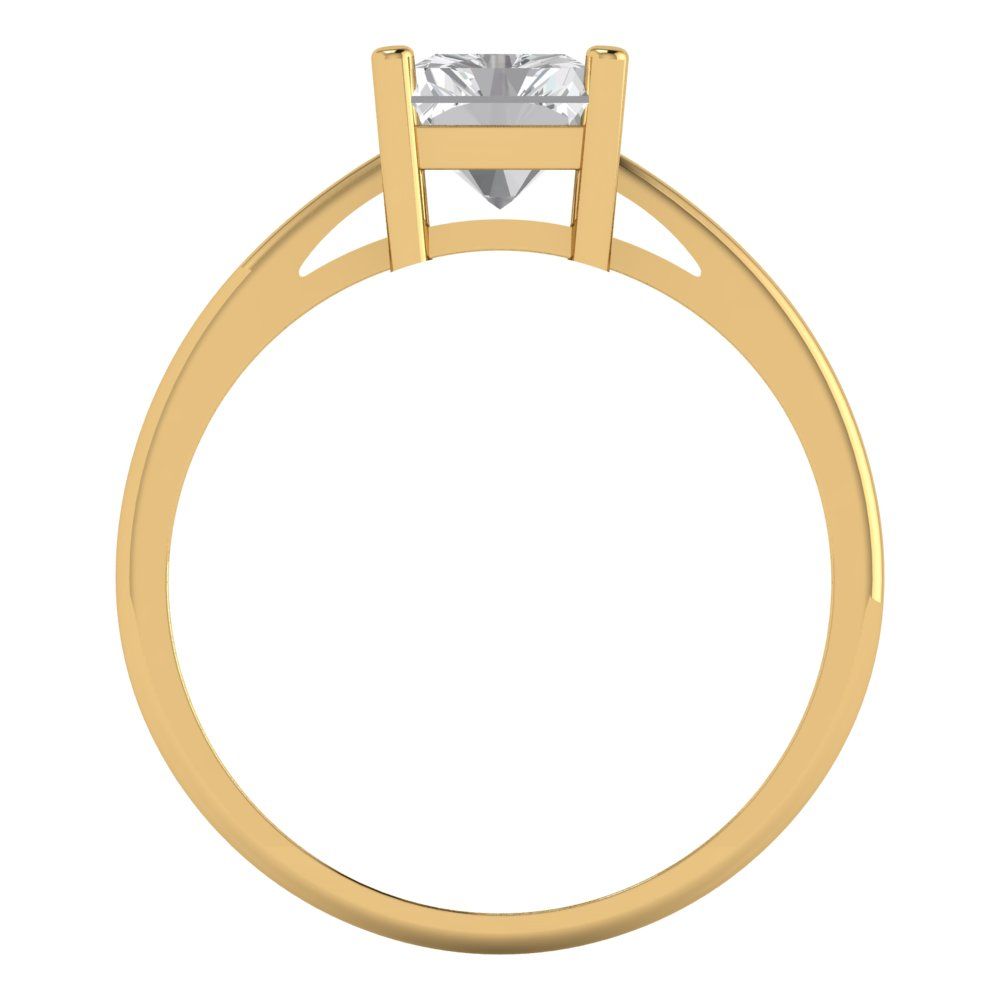 2 cttw Zirconia Simulated Diamond Solitaire  Engagement Ring - Solid Gold (VVS1, Emerald Cut,8x6mm)