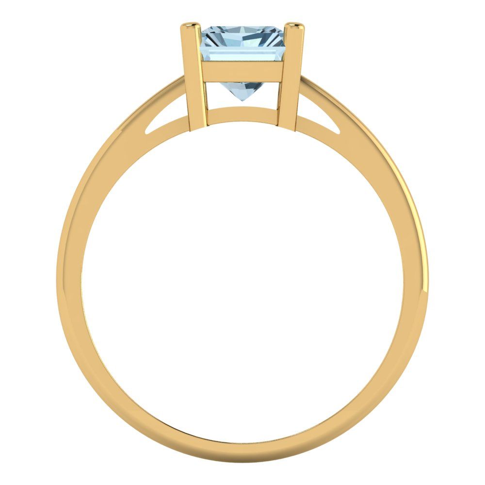 2 cttw Zirconia Simulated Blue Diamond Solitaire  Engagement Ring - Solid Gold (VVS1, Emerald Cut,8x6mm)