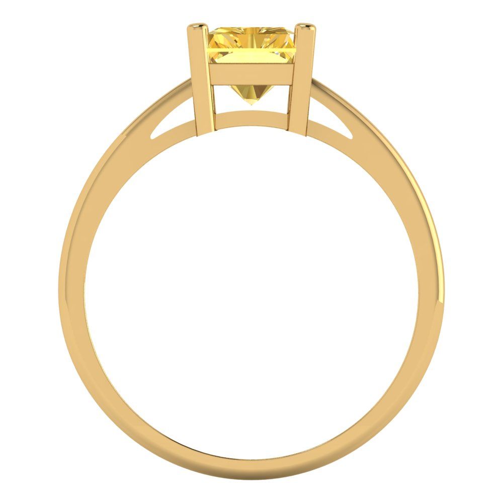 2 cttw Natural Citrine Solitaire  Engagement Ring - Solid Gold (Emerald Cut,8x6mm)