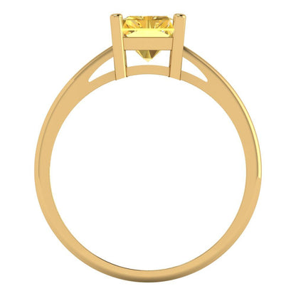 2 cttw Natural Citrine Solitaire  Engagement Ring - Solid Gold (Emerald Cut,8x6mm)