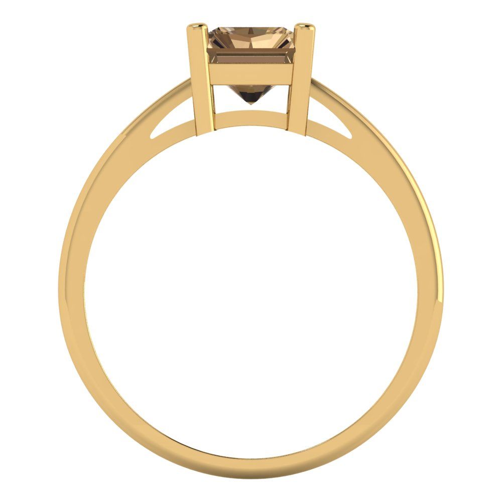 2 cttw Zirconia Simulated Champagne Diamond Solitaire  Engagement Ring - Solid Gold (VVS1, Emerald Cut,8x6mm)