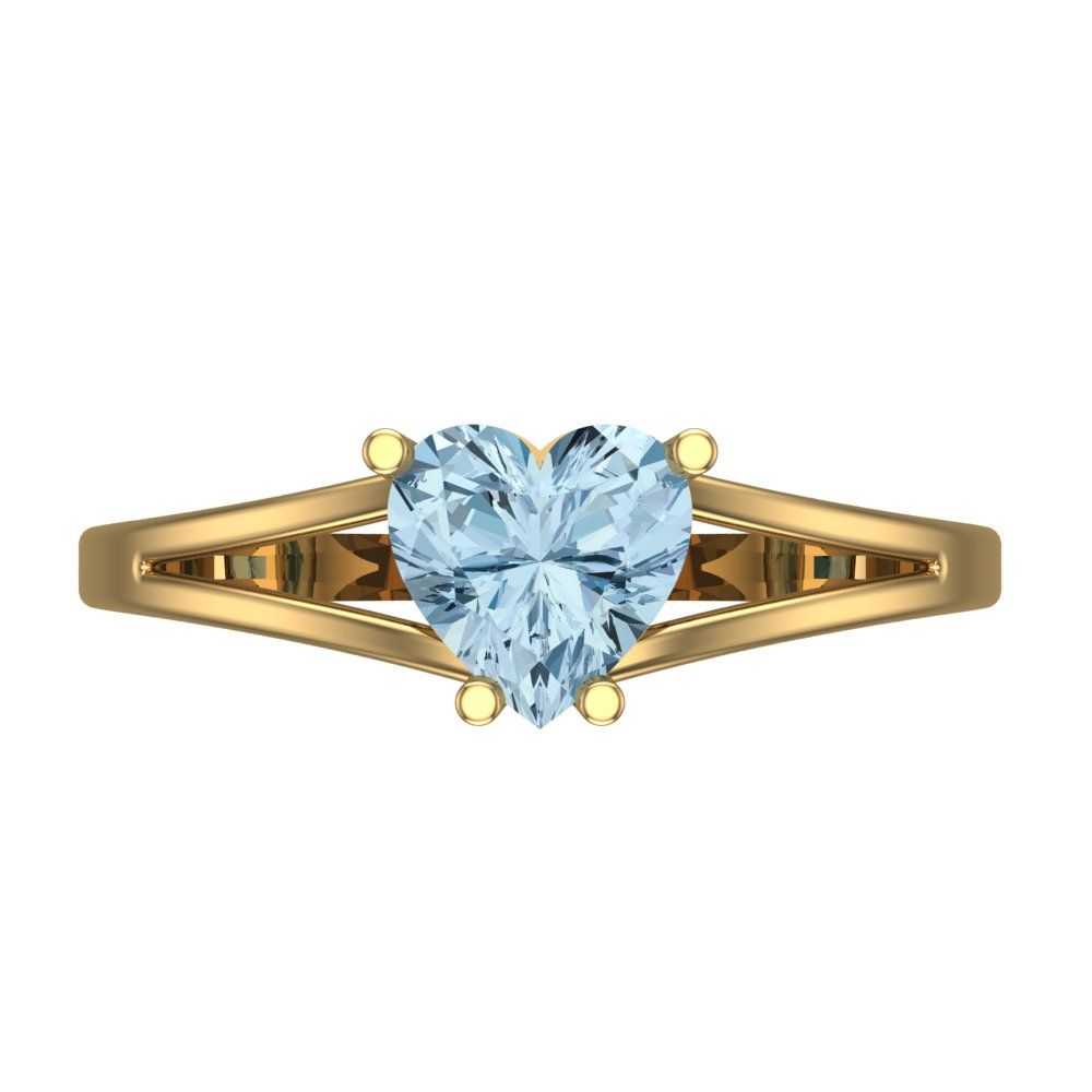 1 cttw Natural Swiss Blue Topaz Solitaire  Engagement Ring - Solid Gold (Heart Cut,6.5mm)