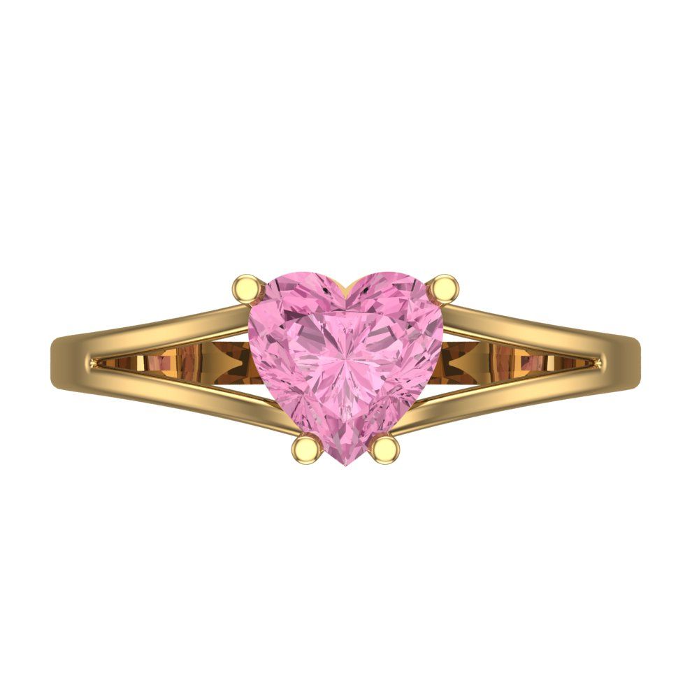 1 cttw Zirconia Simulated Pink Diamond Solitaire  Engagement Ring - Solid Gold (VVS1, Heart Cut,6.5mm)