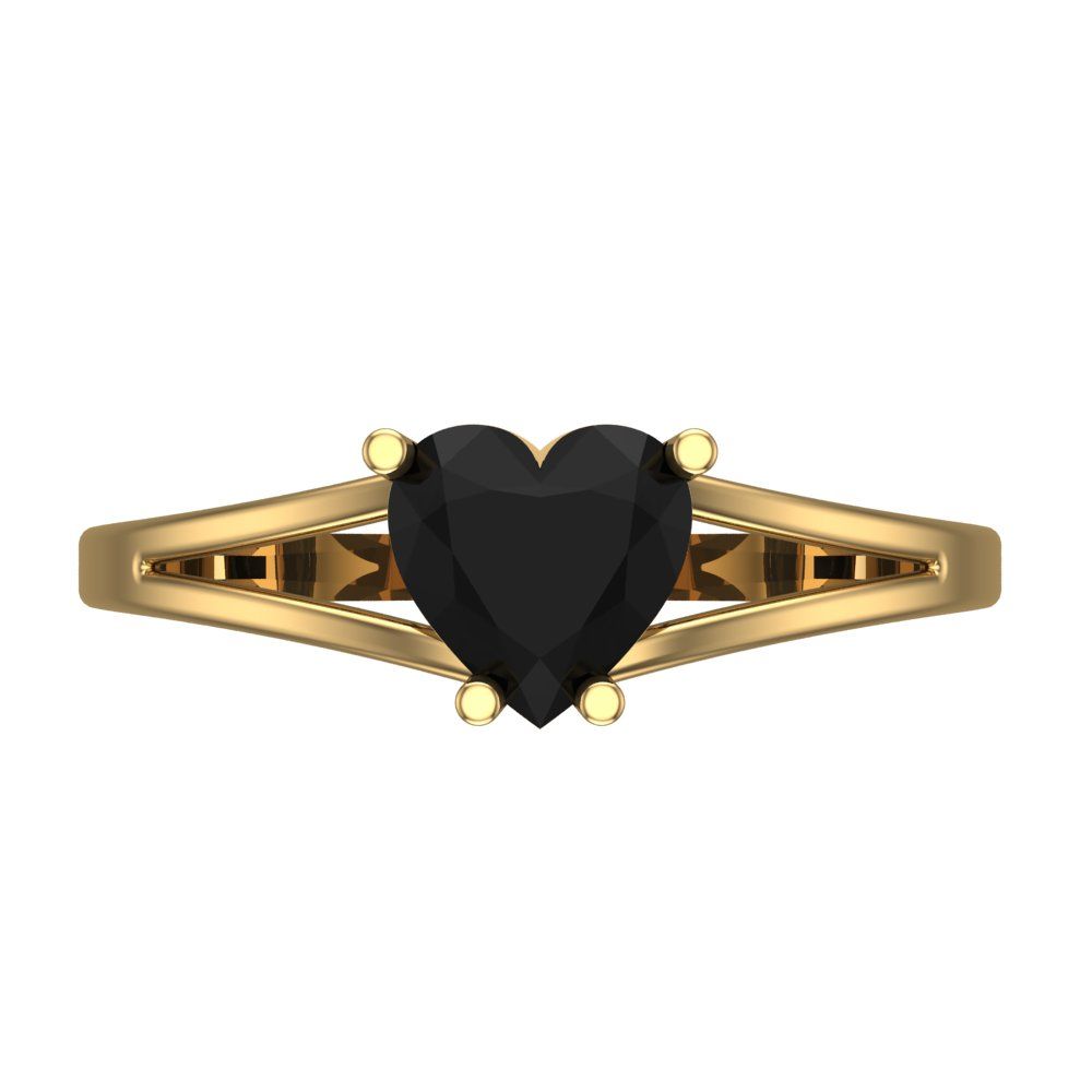 1 cttw Natural Onyx Solitaire  Engagement Ring - Solid Gold (Heart Cut,6.5mm)