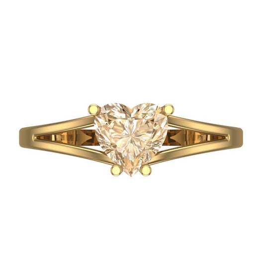1 cttw Natural Morganite Solitaire  Engagement Ring - Solid Yellow Gold (VVS1, Heart Cut,6.5mm)