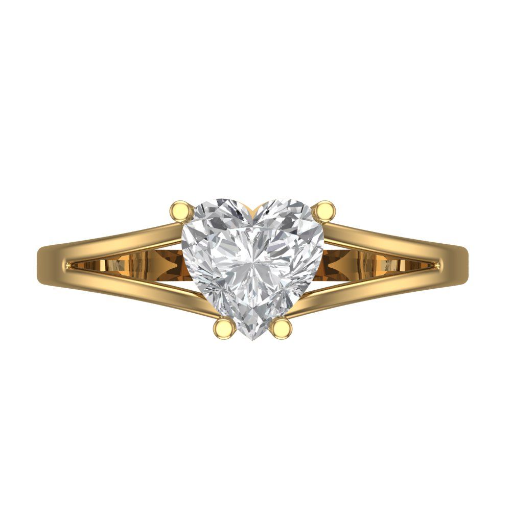1 cttw Zirconia Simulated Diamond Solitaire  Engagement Ring - Solid Gold (VVS1, Heart Cut,6.5mm)