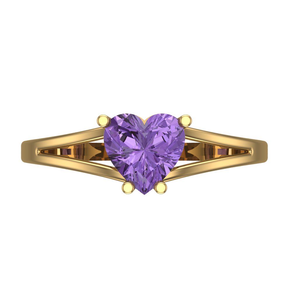 1 cttw Simulated Alexandrite Solitaire  Engagement Ring - Solid Gold (Heart Cut,6.5mm)