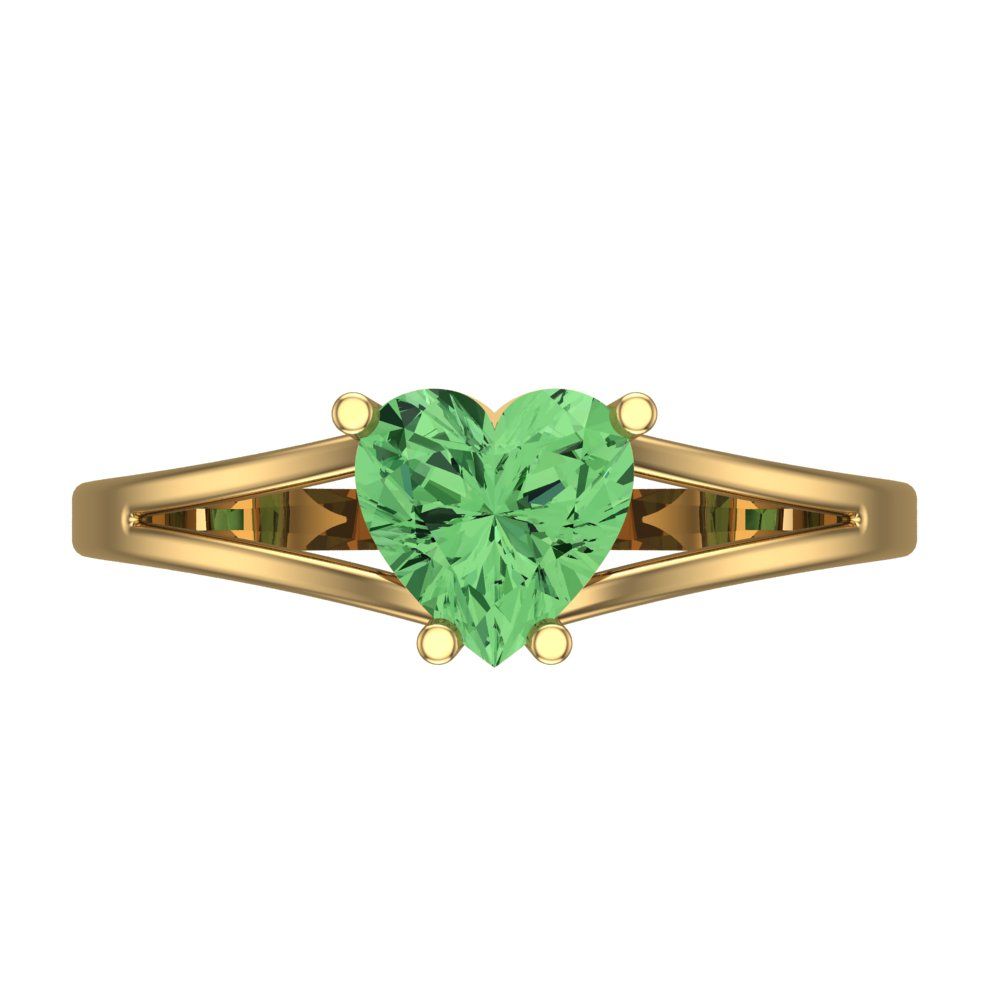 1 cttw Zirconia Simulated Green Diamond Solitaire  Engagement Ring - Solid Gold (VVS1, Heart Cut,6.5mm)