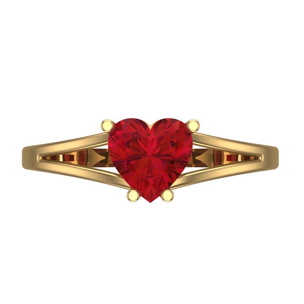 1 cttw Simulated Pink Tourmaline Solitaire  Engagement Ring - Solid Gold (Heart Cut,6.5mm)