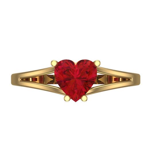 1 cttw Simulated Pink Tourmaline Solitaire  Engagement Ring - Solid Yellow Gold (VVS1, Heart Cut,6.5mm)