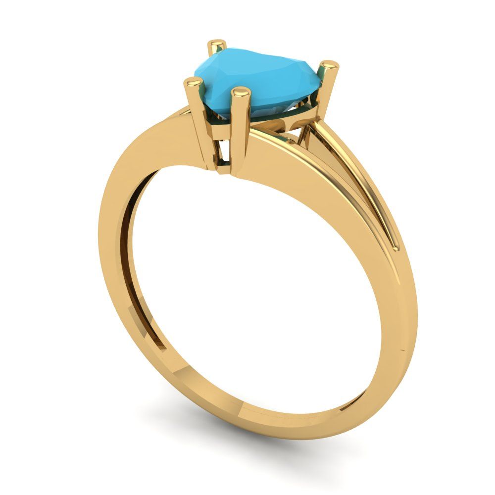 1 cttw Simulated Turquoise Solitaire  Engagement Ring - Solid Gold (Heart Cut,6.5mm)