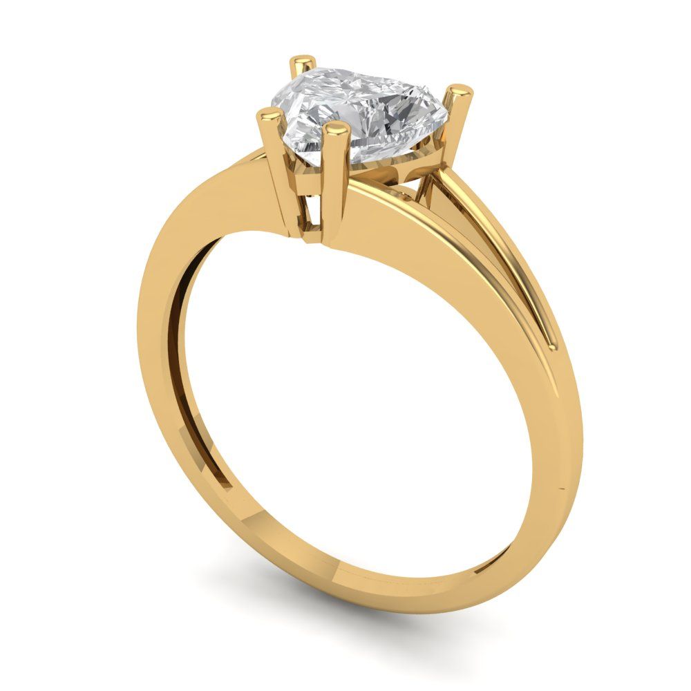 1 cttw White Sapphire Solitaire  Engagement Ring - Solid Gold (Heart Cut,6.5mm)