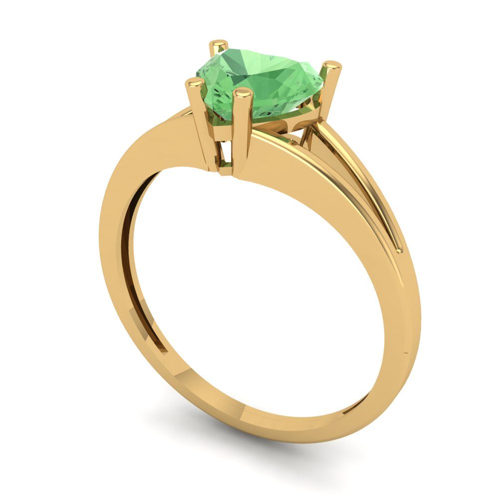 1 cttw Zirconia Simulated Green Diamond Solitaire  Engagement Ring - Solid Gold (VVS1, Heart Cut,6.5mm)