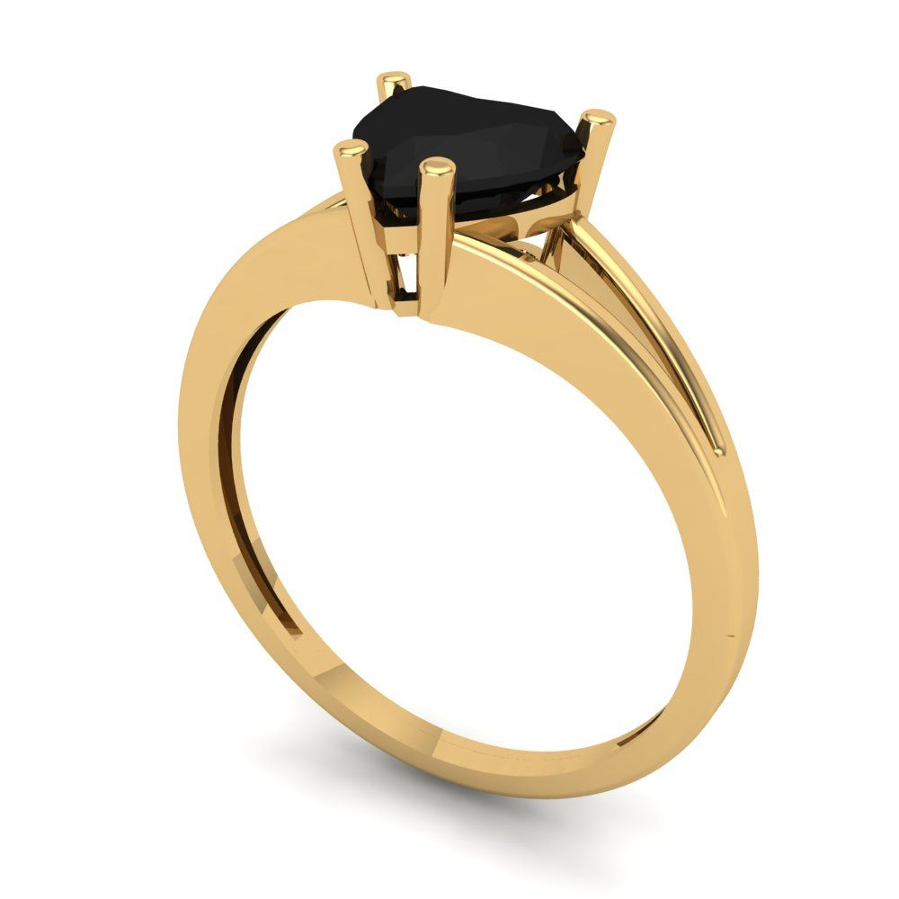 1 cttw Natural Onyx Solitaire  Engagement Ring - Solid Gold (Heart Cut,6.5mm)