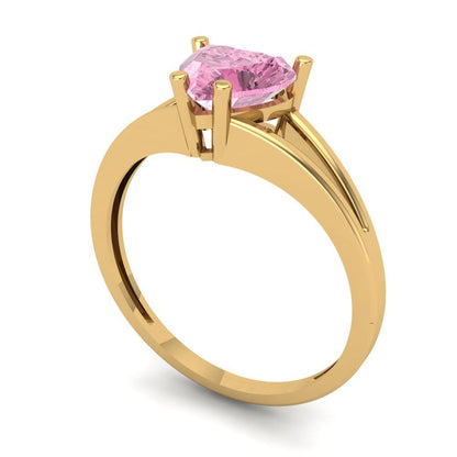 1 cttw Zirconia Simulated Pink Diamond Solitaire  Engagement Ring - Solid Gold (VVS1, Heart Cut,6.5mm)