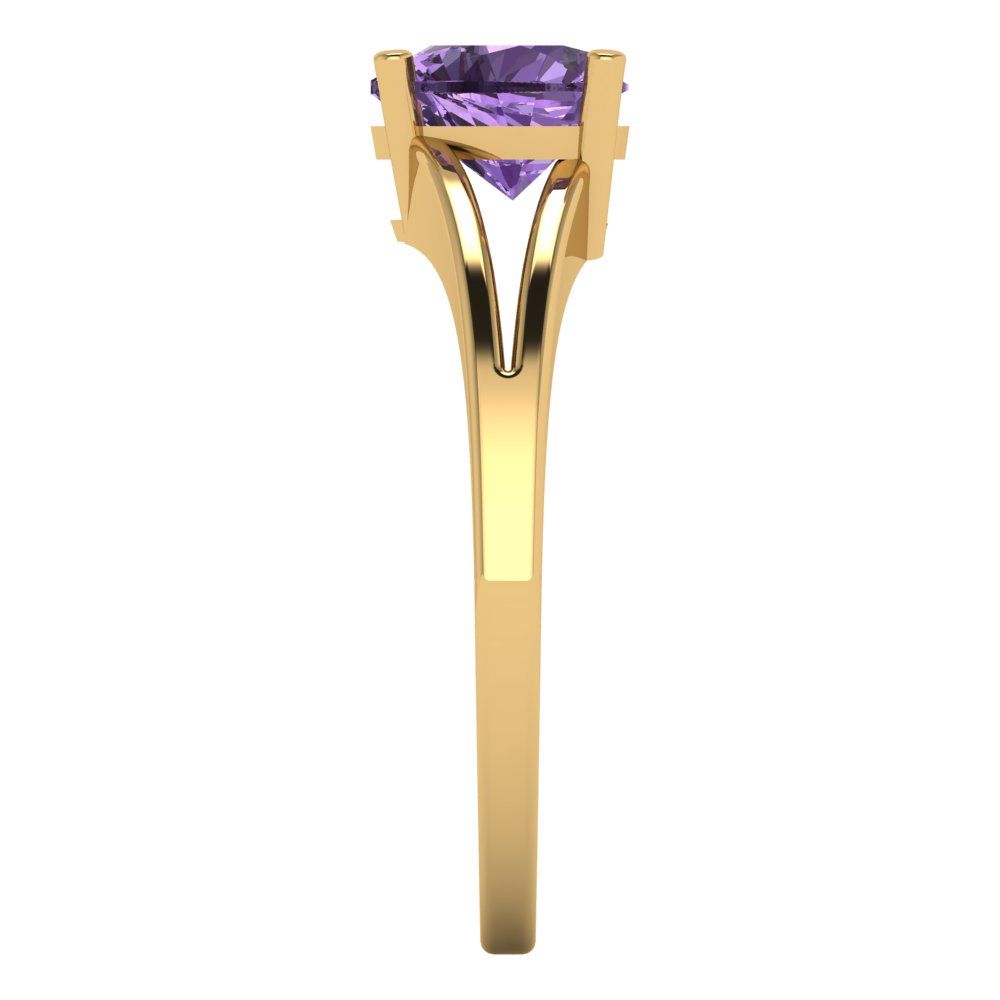 1 cttw Simulated Alexandrite Solitaire  Engagement Ring - Solid Gold (Heart Cut,6.5mm)